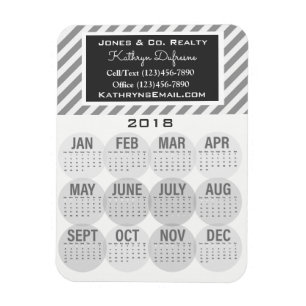 Professional Business 2018 Calendar Grey Magnet
