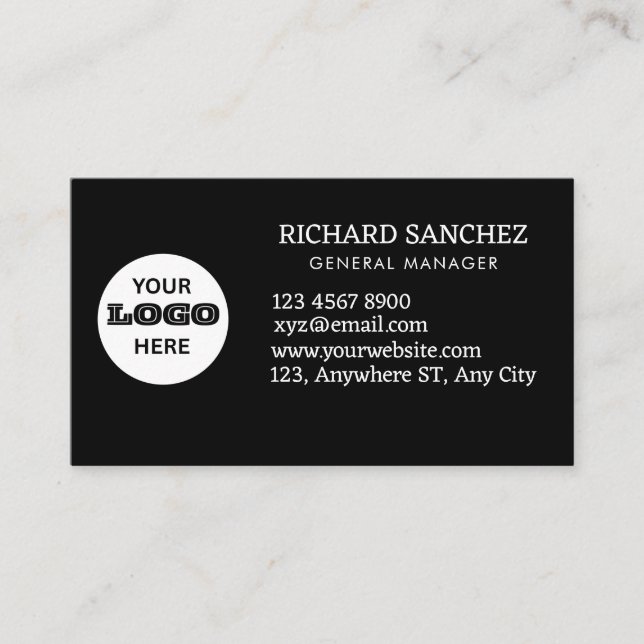 Professional Business Black One Side Print Card (Front)