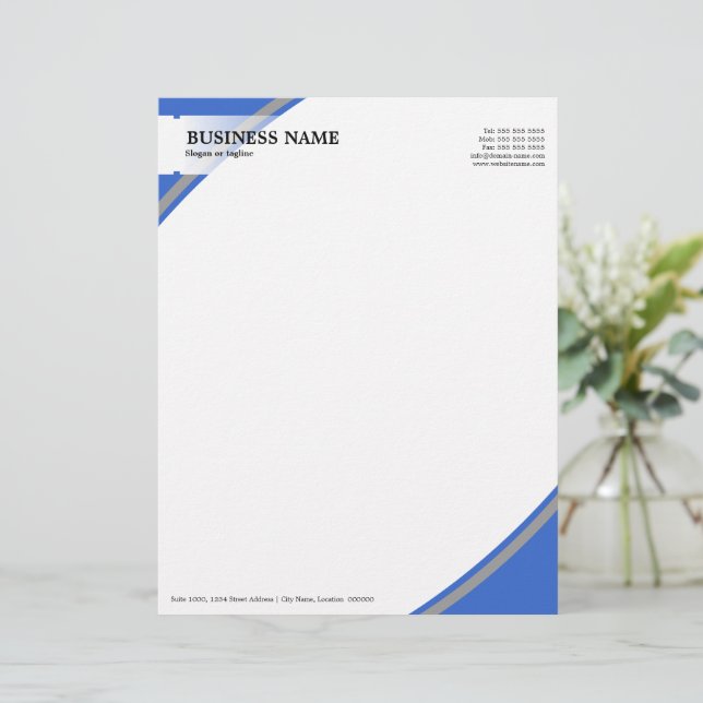Professional Business Blue Grey Letterhead (Standing Front)