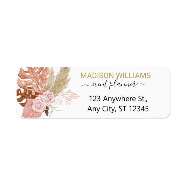 Professional Business Boho Flowers Return Address (Front)