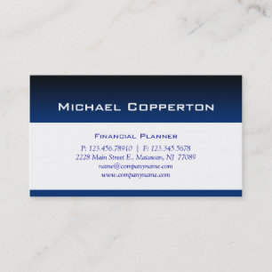 Professional Business Card Financial Planner Blue