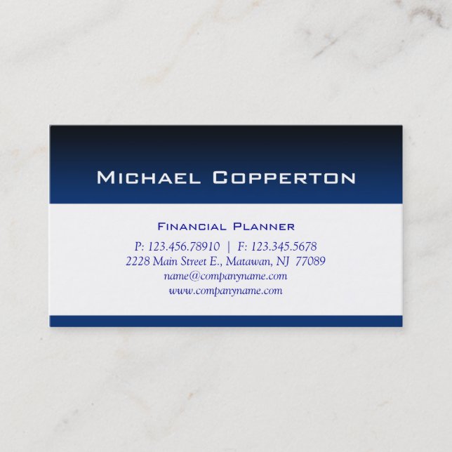Professional Business Card Financial Planner Blue (Front)