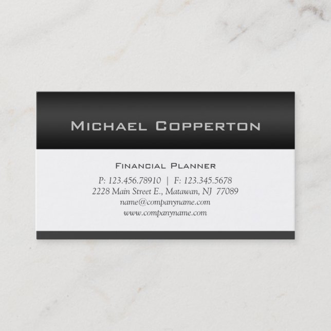 Professional Business Card Financial Planner Grey (Front)