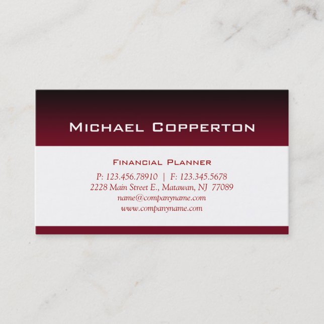 Professional Business Card Financial Planner Red (Front)