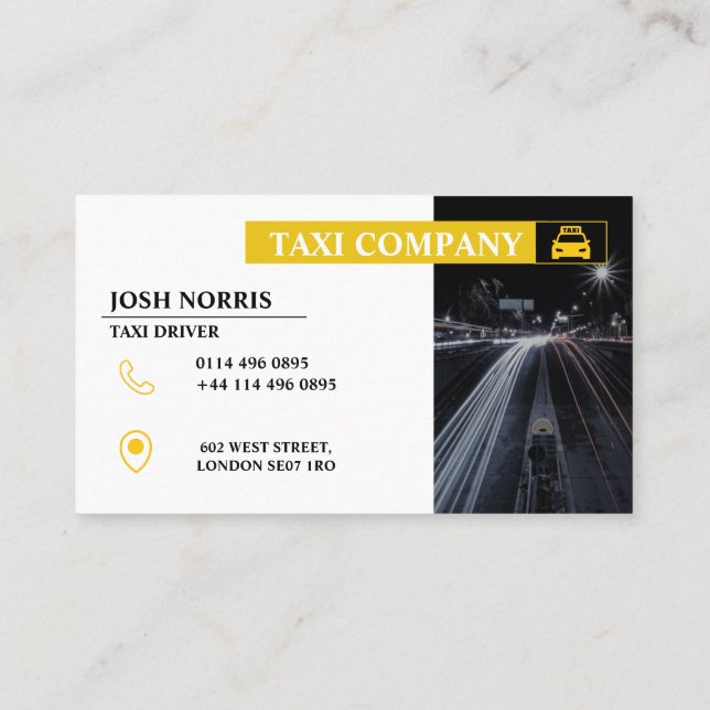 Professional Business Card for Taxi Drivers (Back)