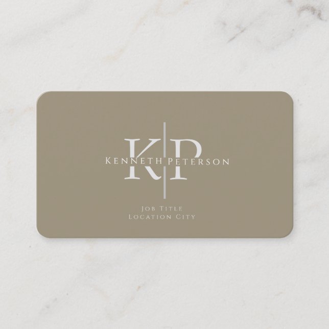 Professional Business Card Monogram Initials (Front)