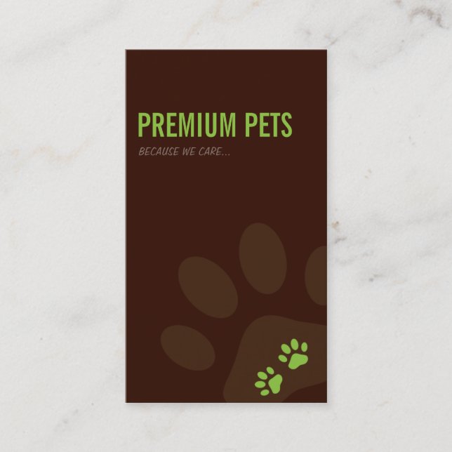 PROFESSIONAL BUSINESS CARD pet care lime green (Front)