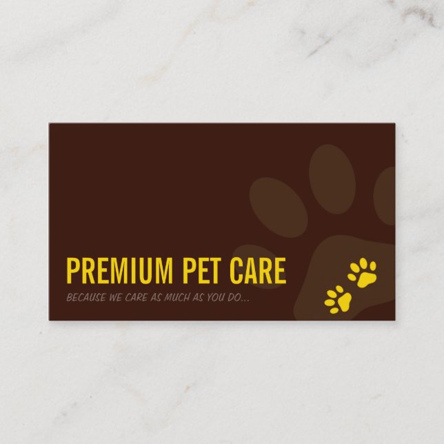 PROFESSIONAL BUSINESS CARD pet care yellow (Front)