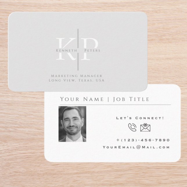 Professional Business Card with Initials and Photo (Business Card Template)