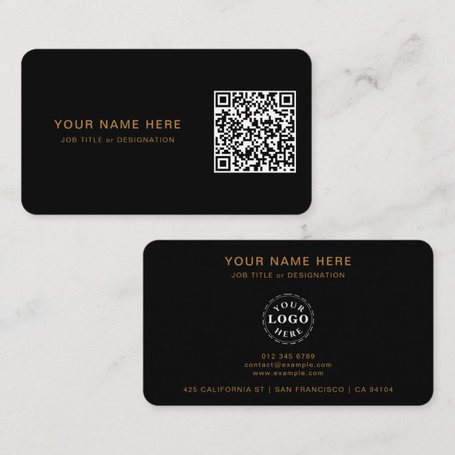 Professional Business Card with QR Code & Logo (Front/Back)