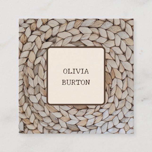 Professional business card with rattan texture. (Front)