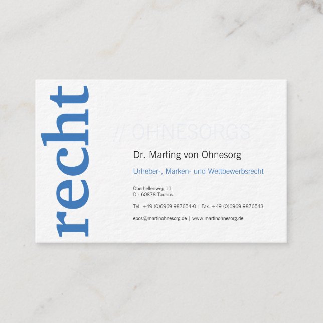 Professional Business Cards blue and white (Front)