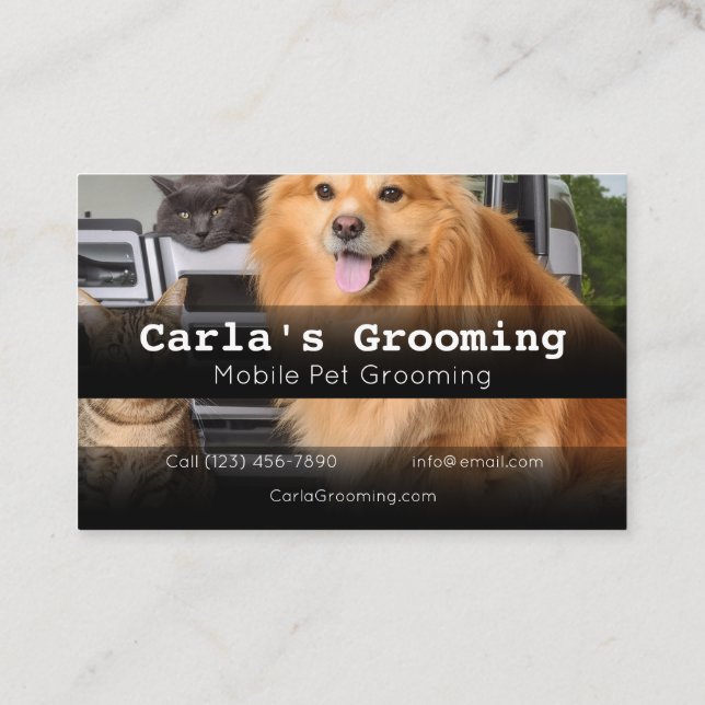 Professional Business Cards Mobile Pet Grooming (Back)