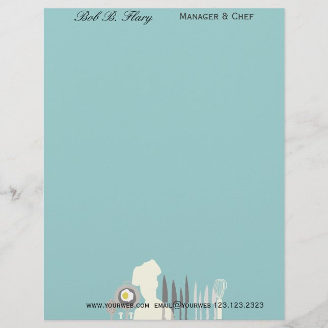 Professional Business Chef with Hat Kitchen Custom Letterhead (Front)