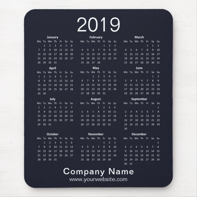 Professional Business Company Calendar Mouse Mat (Front)