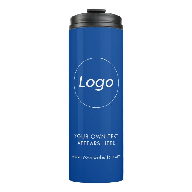 Professional Business Company Corporate Logo Blue Thermal Tumbler (Front)
