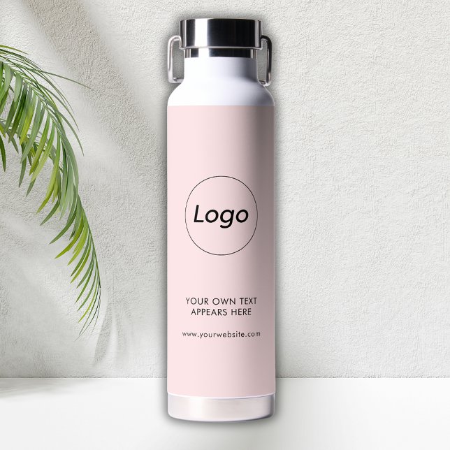 Professional Business Company Corporate Logo Pink Water Bottle (Professional business custom logo water bottle.  Add your own company branding, web URL and text.)