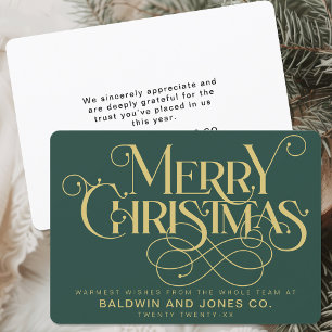Professional Business Company Logo Gold And Green Holiday Card