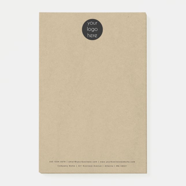 Professional Business Company Logo Rustic Kraft Post-it Notes (Front)