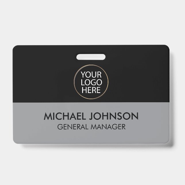 Professional Business Custom Company Logo & Text   ID Badge (Front)