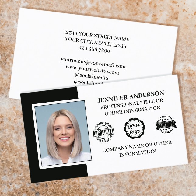 Professional Business Employee Custom Photo Black Business Card (Creator Uploaded)