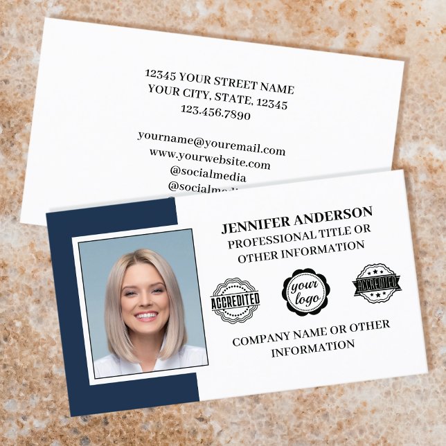 Professional Business Employee Custom Photo Blue Business Card (Creator Uploaded)
