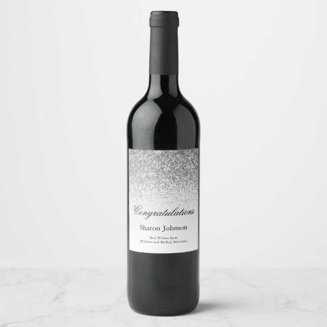Professional Business Glitter Retirement  Wine Label (Front)