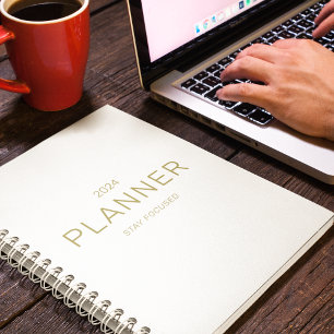 Professional Business Gold & White quote 2024 Planner