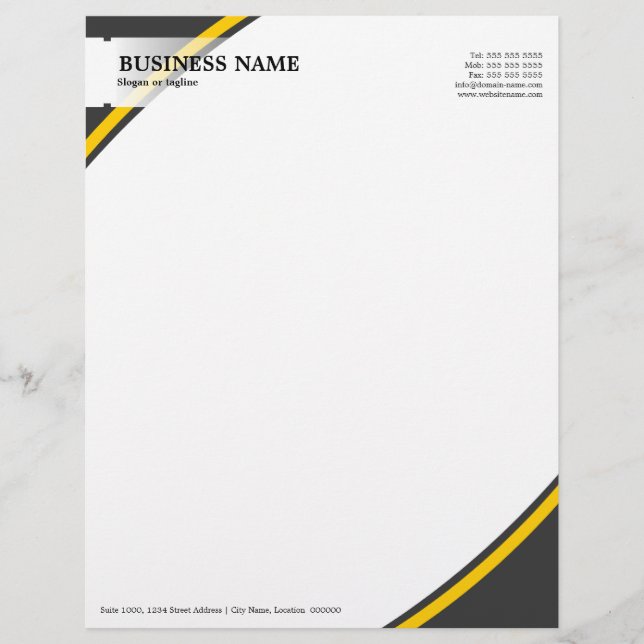 Professional Business Grey Yellow Letterhead (Front)