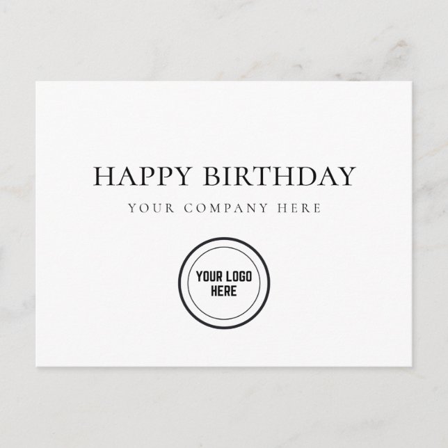 Professional Business Happy Birthday Add Logo Postcard (Front)