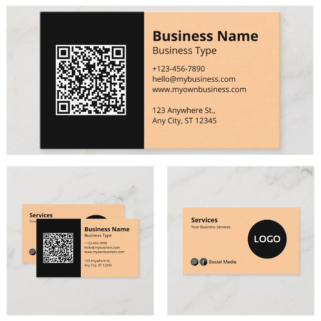 Professional Business Information Logo QR Code Business Card (Professional Business Information Logo QR Code Business Cards)