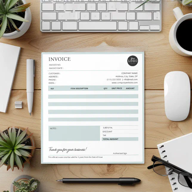 Professional Business Invoice Sales Receipt Form Notepad | Zazzle