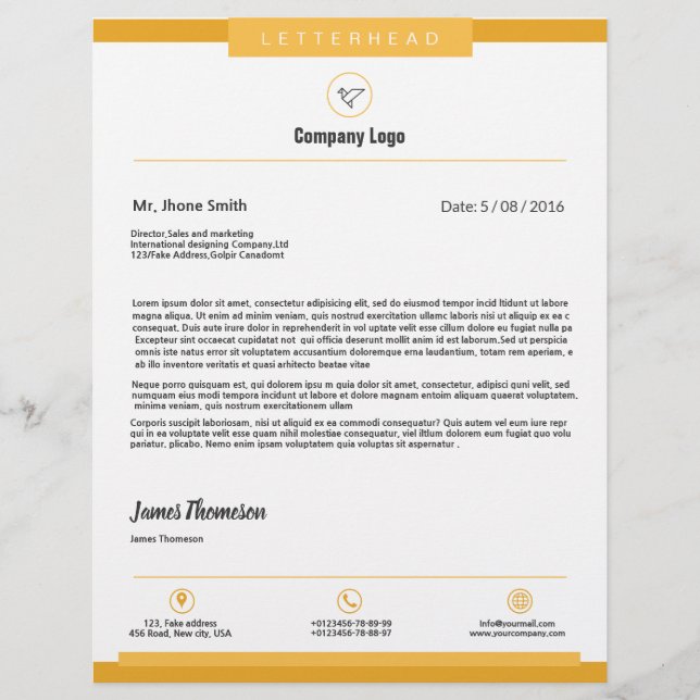 Professional Business Letterhead (Front)