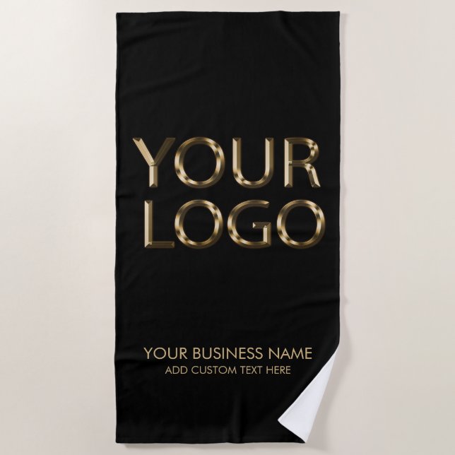 Professional Business Logo and Text Company Black  Beach Towel (Front)