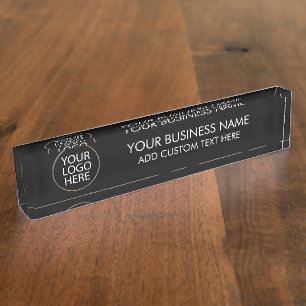 Professional Business Logo and Text Company Black Nameplate