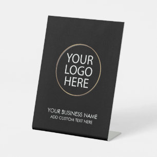 Professional Business Logo and Text Company Black Pedestal Sign