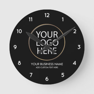 Professional Business Logo and Text Company Black  Round Clock