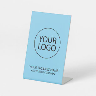 Professional Business Logo and Text Company Blue Pedestal Sign