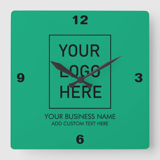 Professional Business Logo and Text Company Green Square Wall Clock (Front)