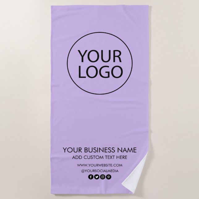 Professional Business Logo and Text Company Purple Beach Towel (Front)