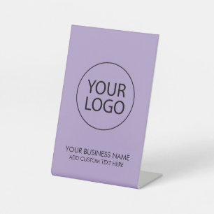 Professional Business Logo and Text Company Purple Pedestal Sign