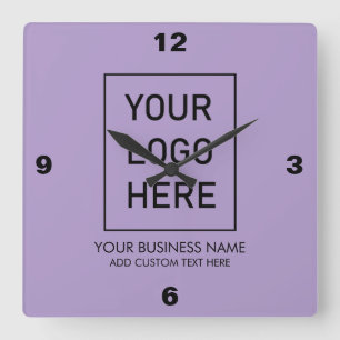 Professional Business Logo and Text Company Purple Square Wall Clock