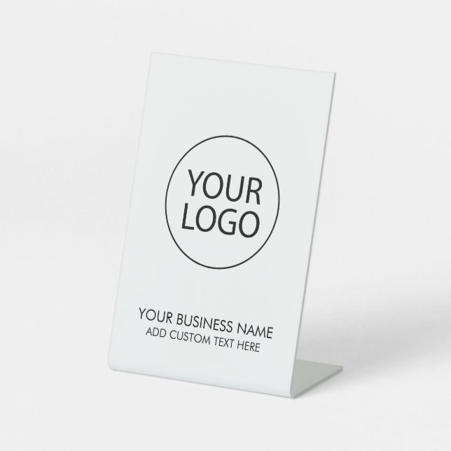 Professional Business Logo and Text Company White Pedestal Sign (Front)