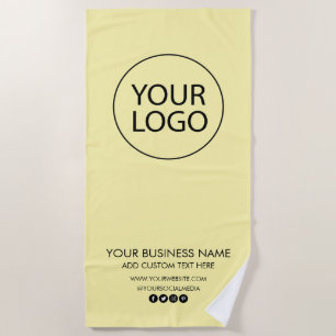 Professional Business Logo and Text Company Yellow Beach Towel