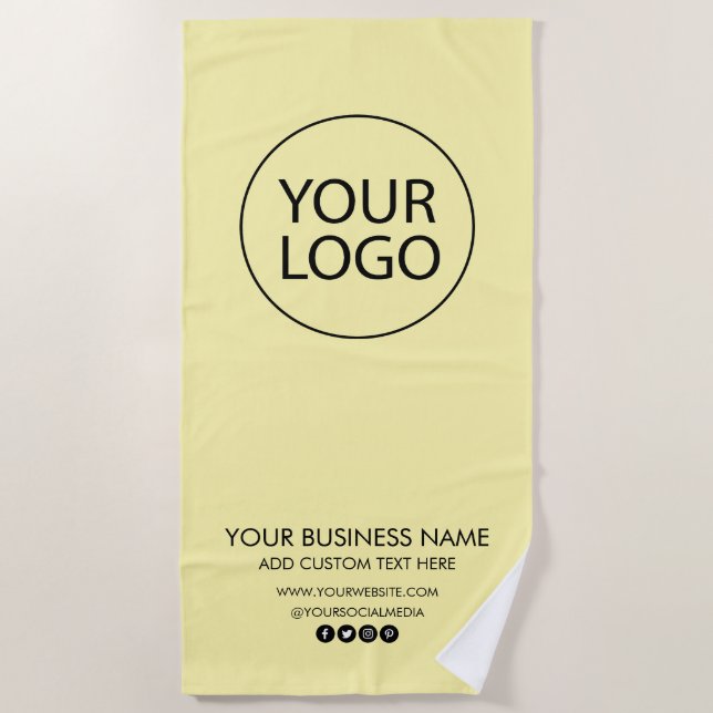Professional Business Logo and Text Company Yellow Beach Towel (Front)