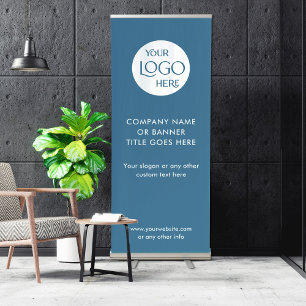 Professional Business Logo Blue Minimalist Modern Retractable Banner