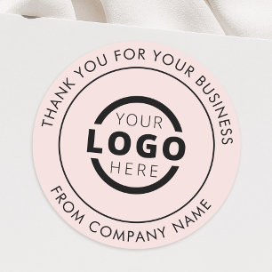 Professional Business Logo Blush Pink Thank You Classic Round Sticker