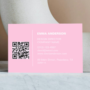 Professional Business logo Bold Pink Qr Code  Business Card