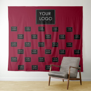 Professional Business Logo Burgundy Fair Backdrop Tapestry