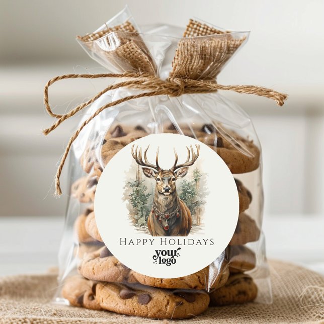 Professional Business Logo Client Gift Christmas Classic Round Sticker (Creator Uploaded)